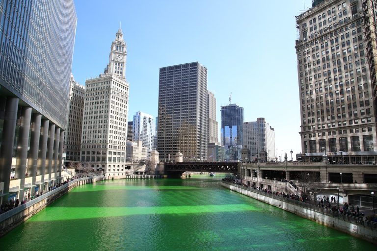 chicago, chicago river, st patrick's day